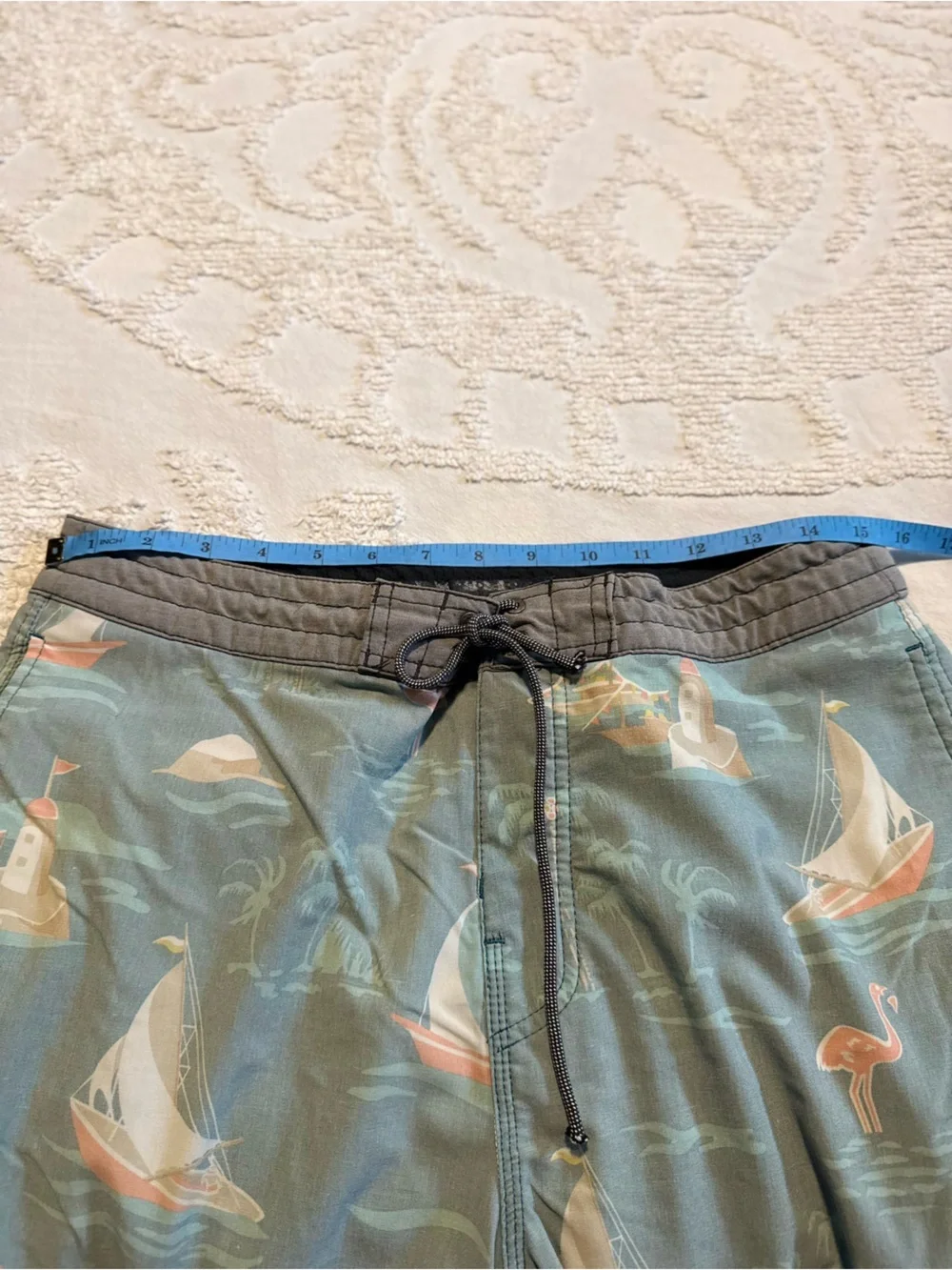Rip Curl Seafoam Green Sailboat Print Board Shorts